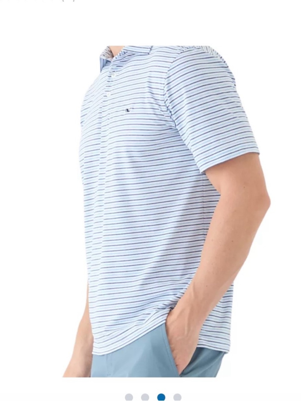 Vineyard Vines Light Blue, green, white Striped Polo Shirt SzXL